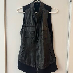 Black Leather Sleeveless Jacket